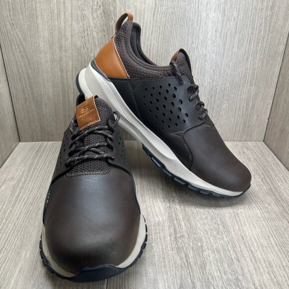 Skechers Relven Hemson Sneakers Sz 11 Lace Up Cushioned Mesh Leather Choco Brown - Picture 7 of 10